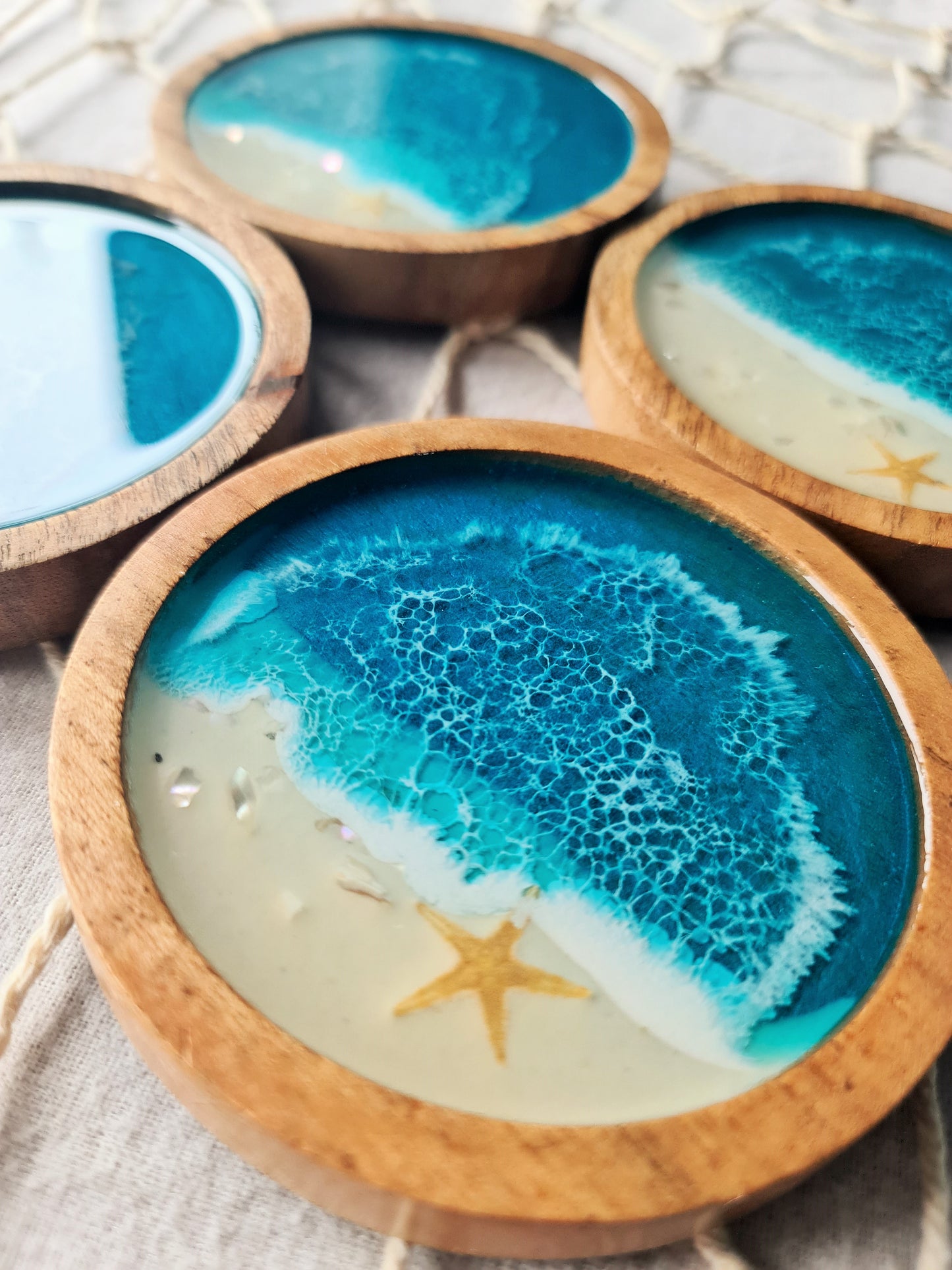 Set of 4 Ocean Round Coasters (Made to Order)