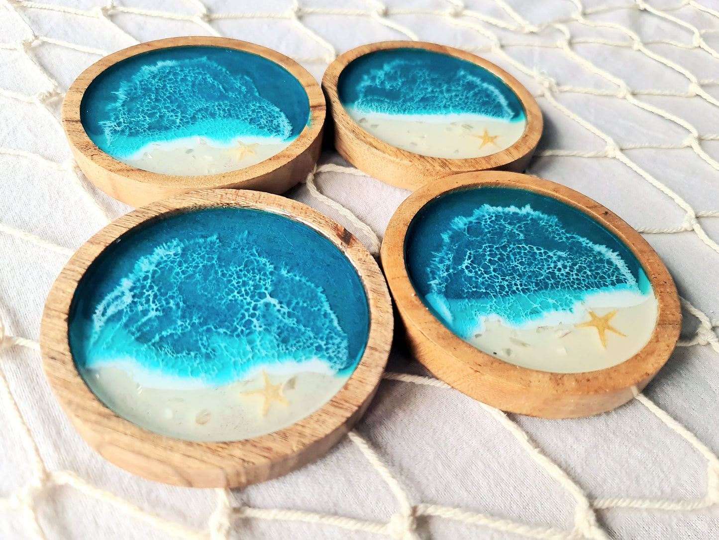 Set of 4 Ocean Round Coasters (Made to Order)