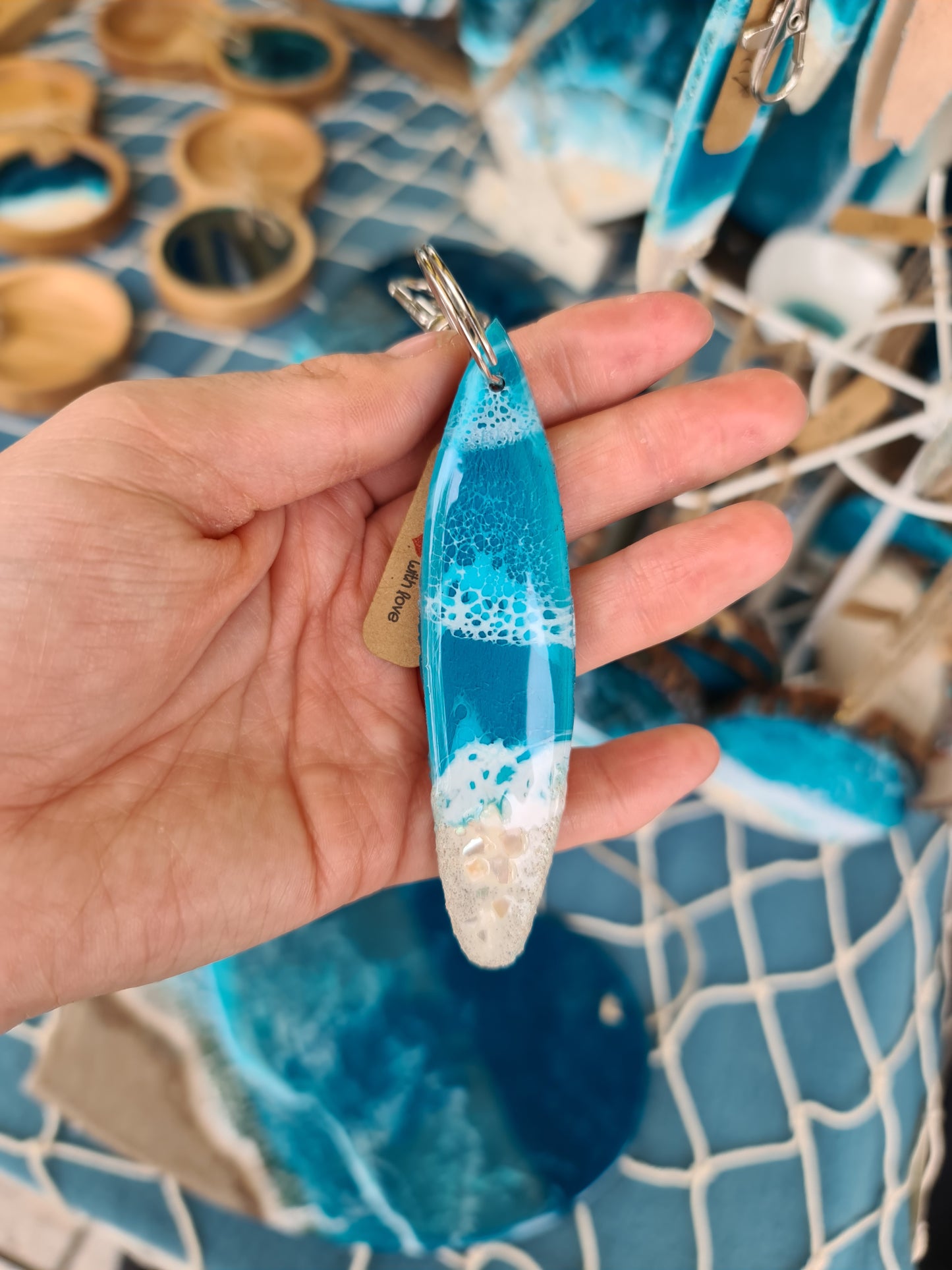 Ocean Surfboard Keyring (Made to Order)