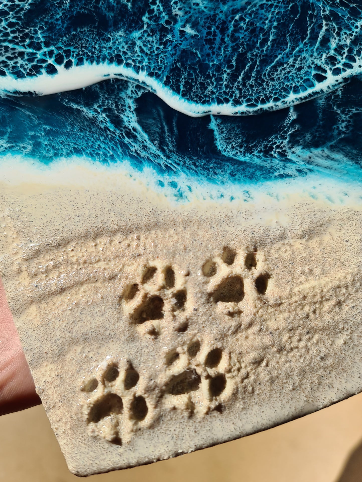 Ocean Heart-shaped Wall Art with Paw Prints (Made to Order)