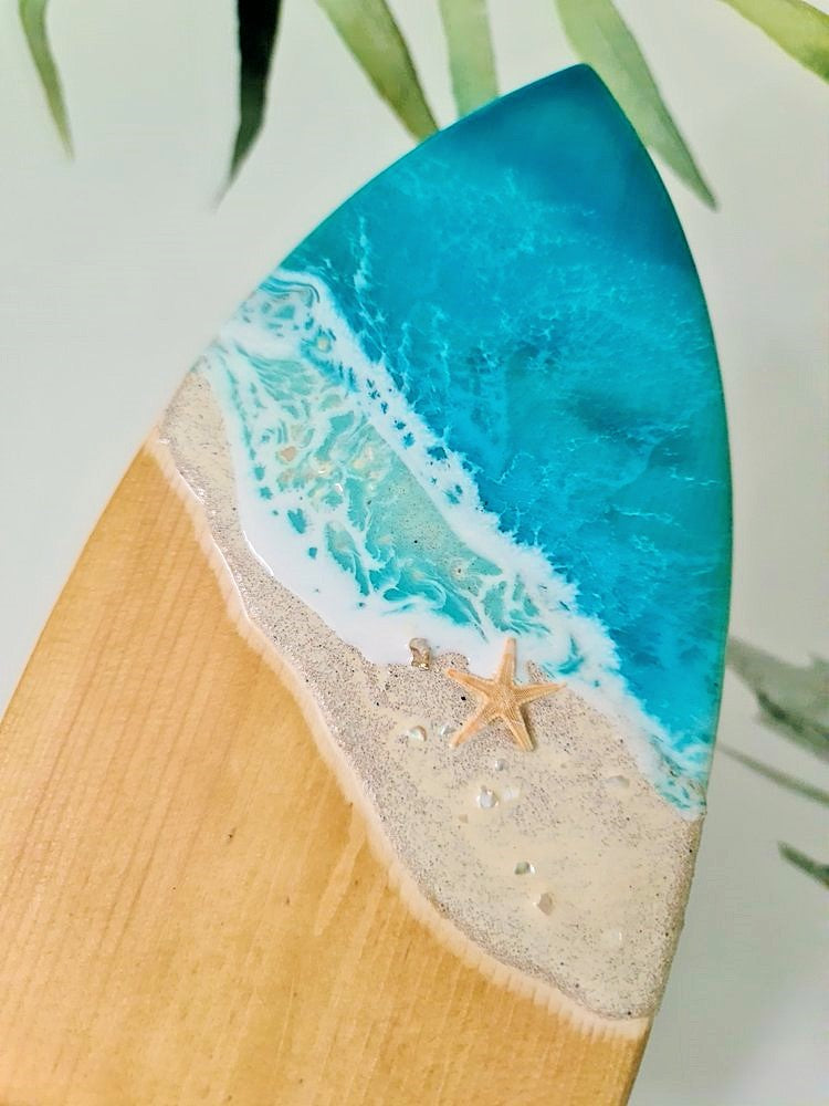 Surfboard Wall Art or Bottle Opener with beach (Made to Order)