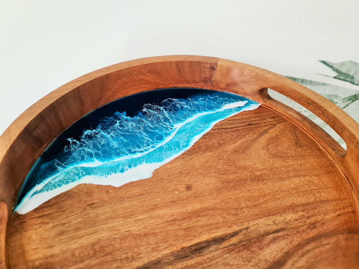 Ocean Round Serving Tray with Handles (Made to Order)