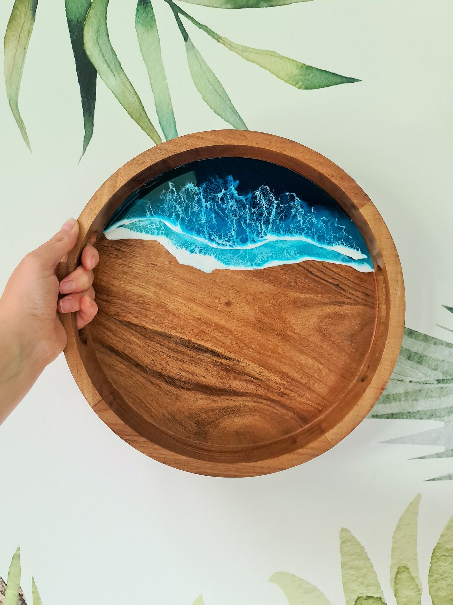 Ocean Round Serving Tray with Handles (Made to Order)