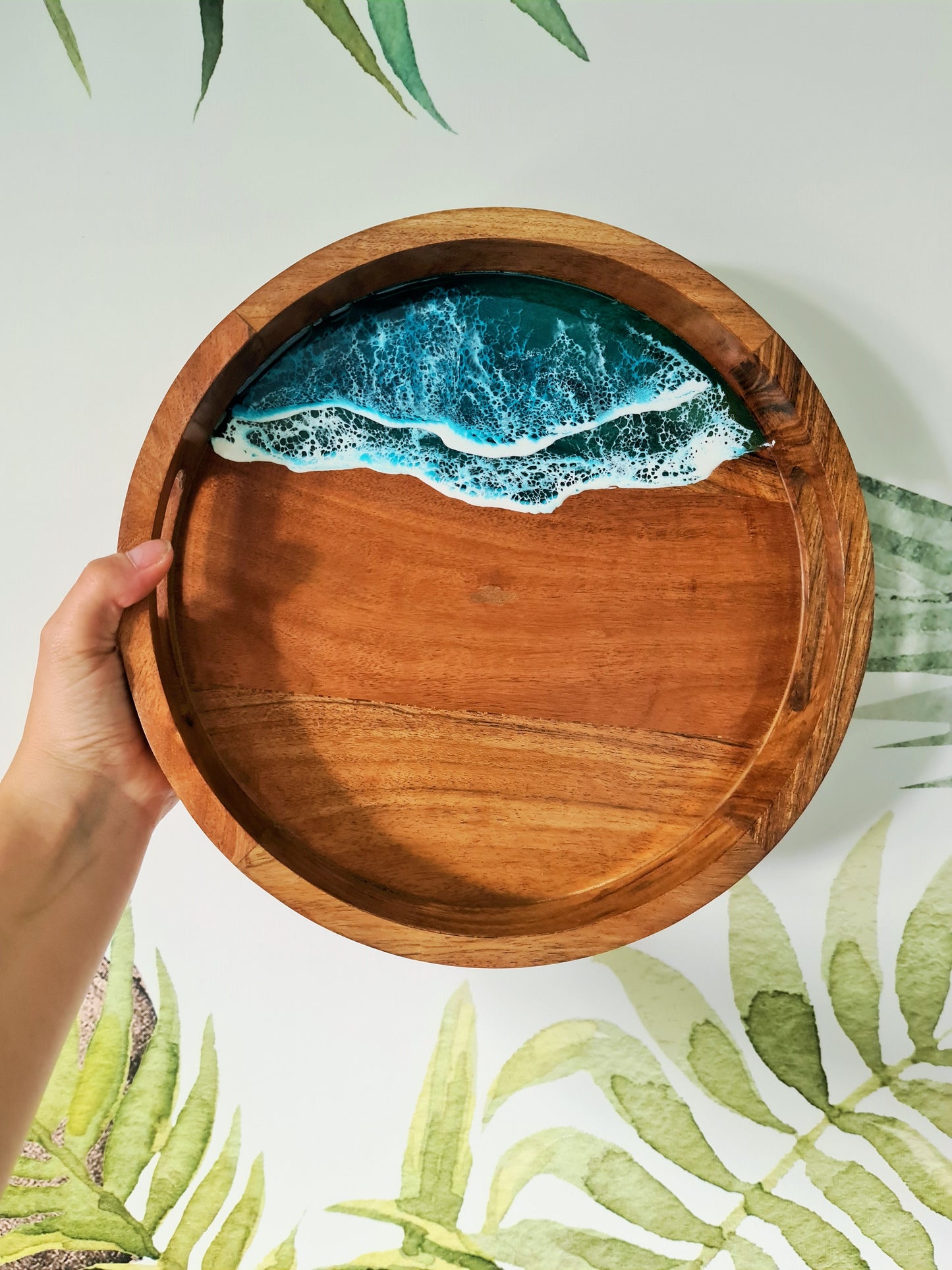 Ocean Round Serving Tray with Handles (Made to Order)