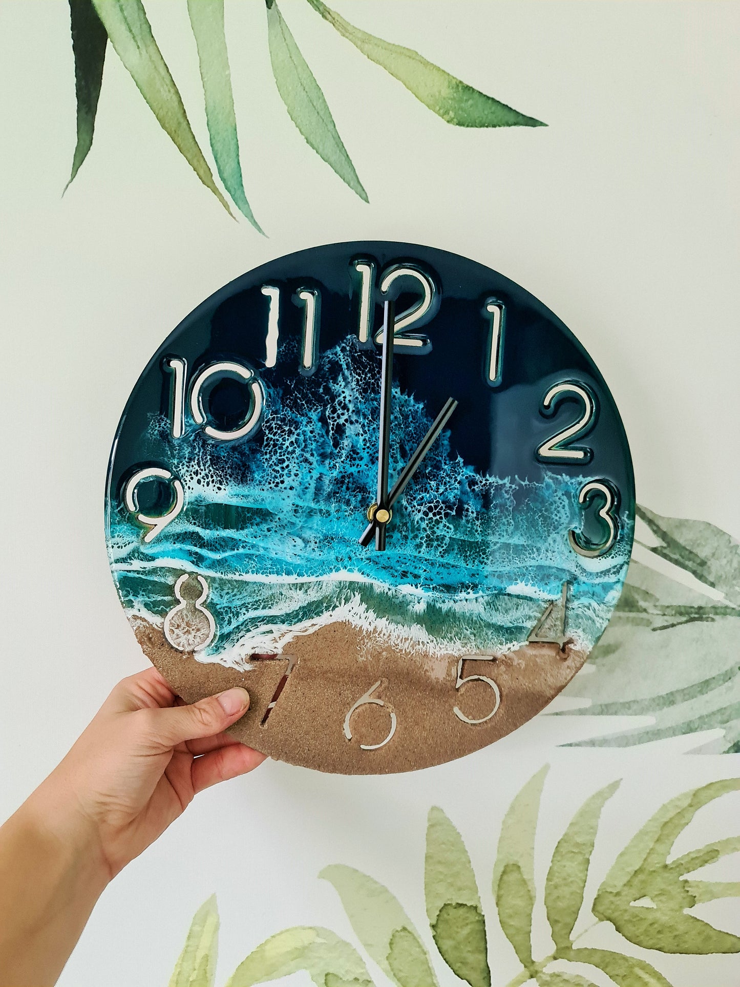 30cm Ocean Circle-shaped Wall Clock with numbers (Made to Order)