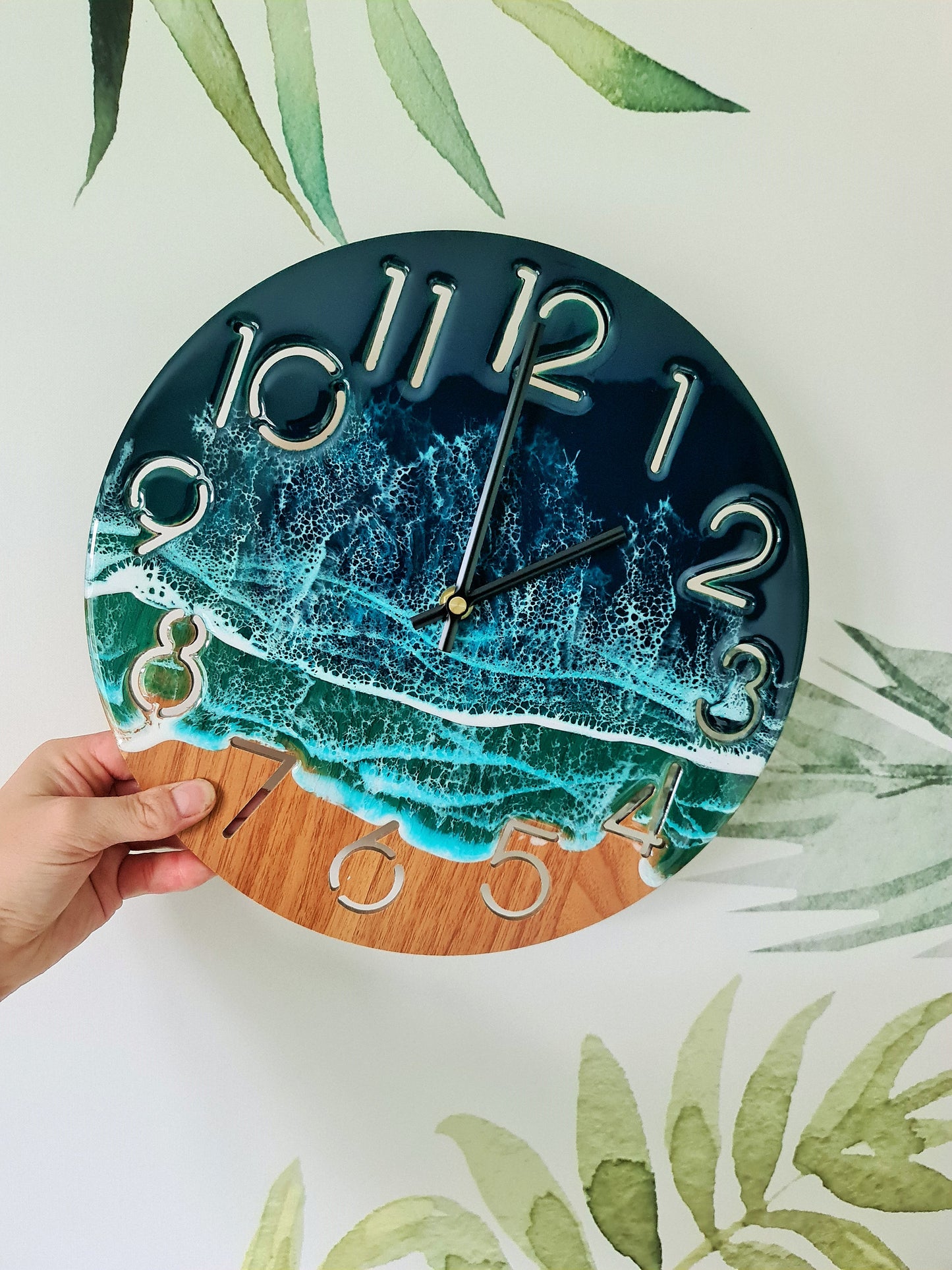 30cm Ocean Circle-shaped Wall Clock with numbers (Made to Order)