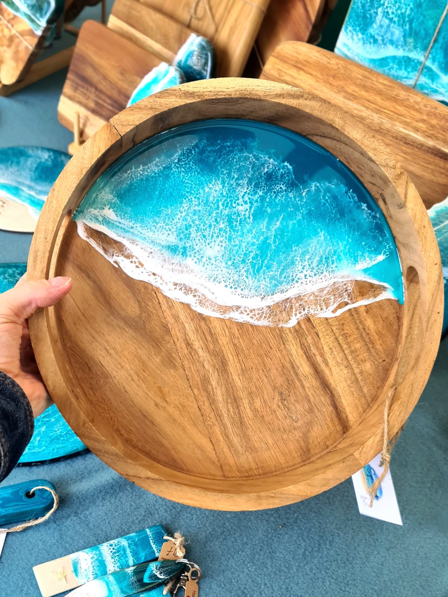 Ocean Round Serving Tray with Handles (Made to Order)