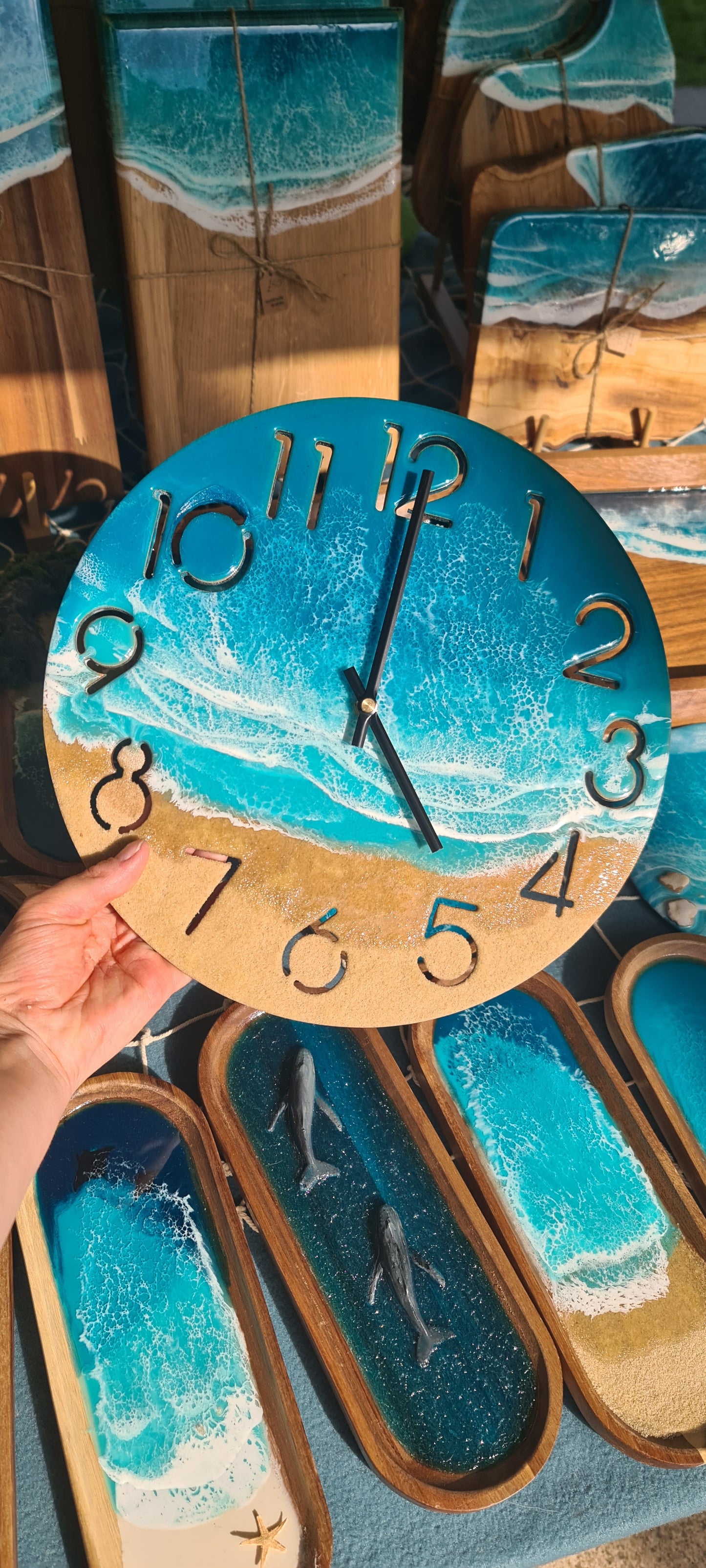 30cm Ocean Circle-shaped Wall Clock with numbers (Made to Order)