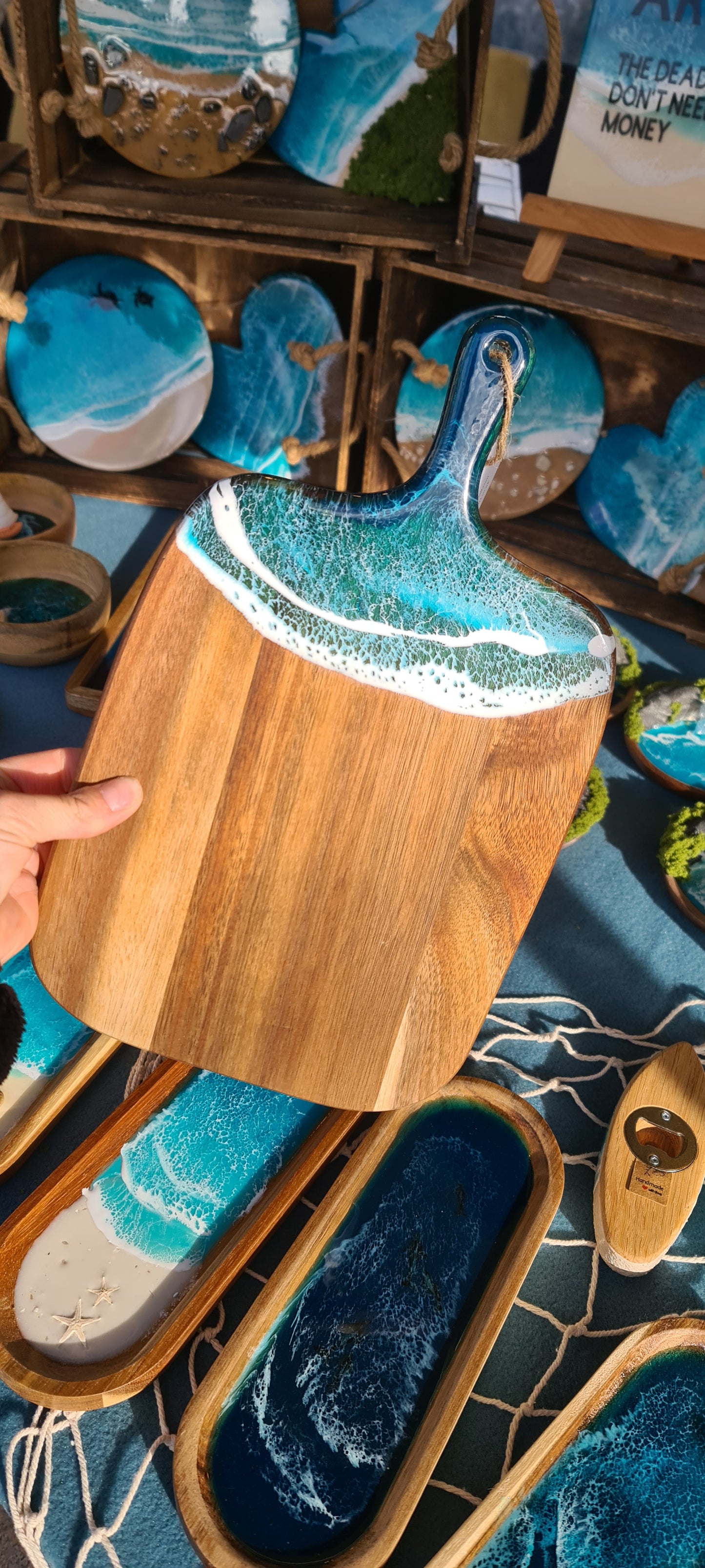 Ocean Medium Acacia Paddle Serving Board (Made to Order)